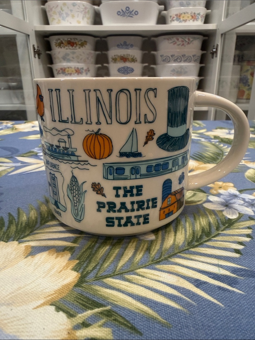 Starbucks Illinois Mug - White with Blue & Orange Accents